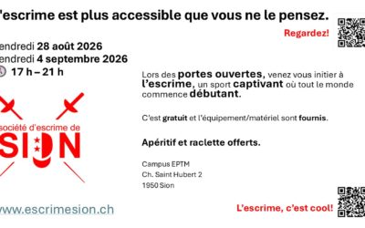 Les portes ouvertes de la Société d&rsquo;Escrime de Sion dès la rentrée !