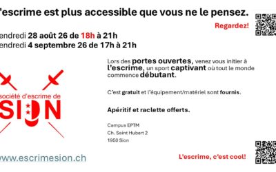 Les portes ouvertes de la Société d’Escrime de Sion dès la rentrée !